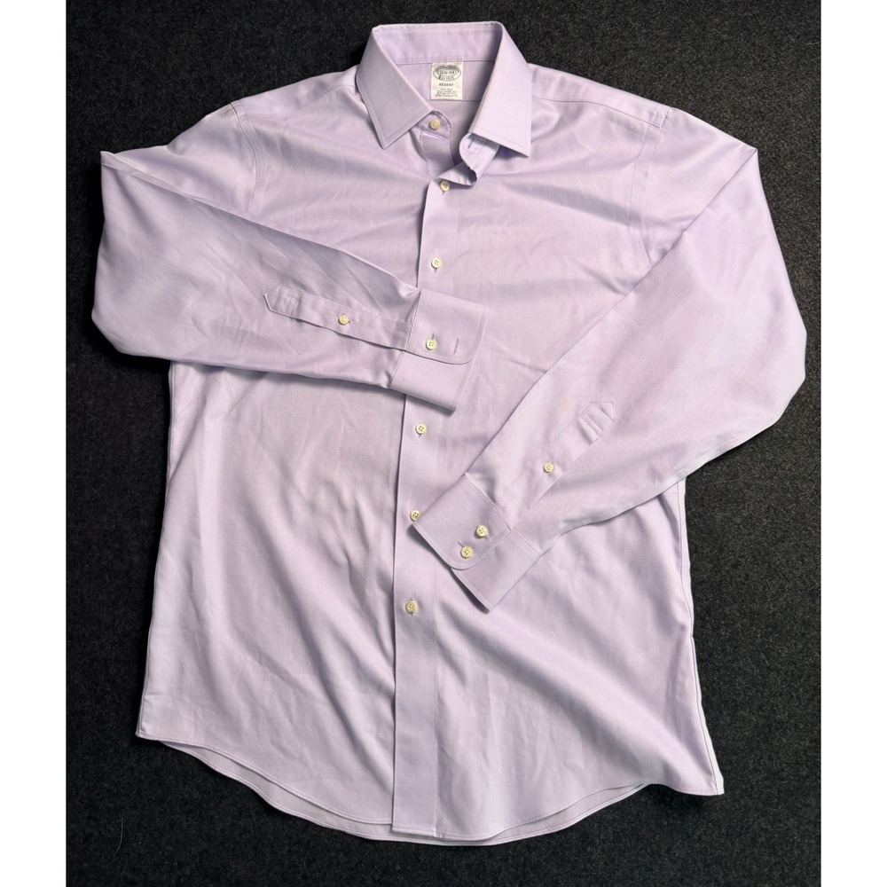 Brooks Brothers Regent Dress Shirt Mens 15.5 34 Purple Non-Iron Supima Cotton